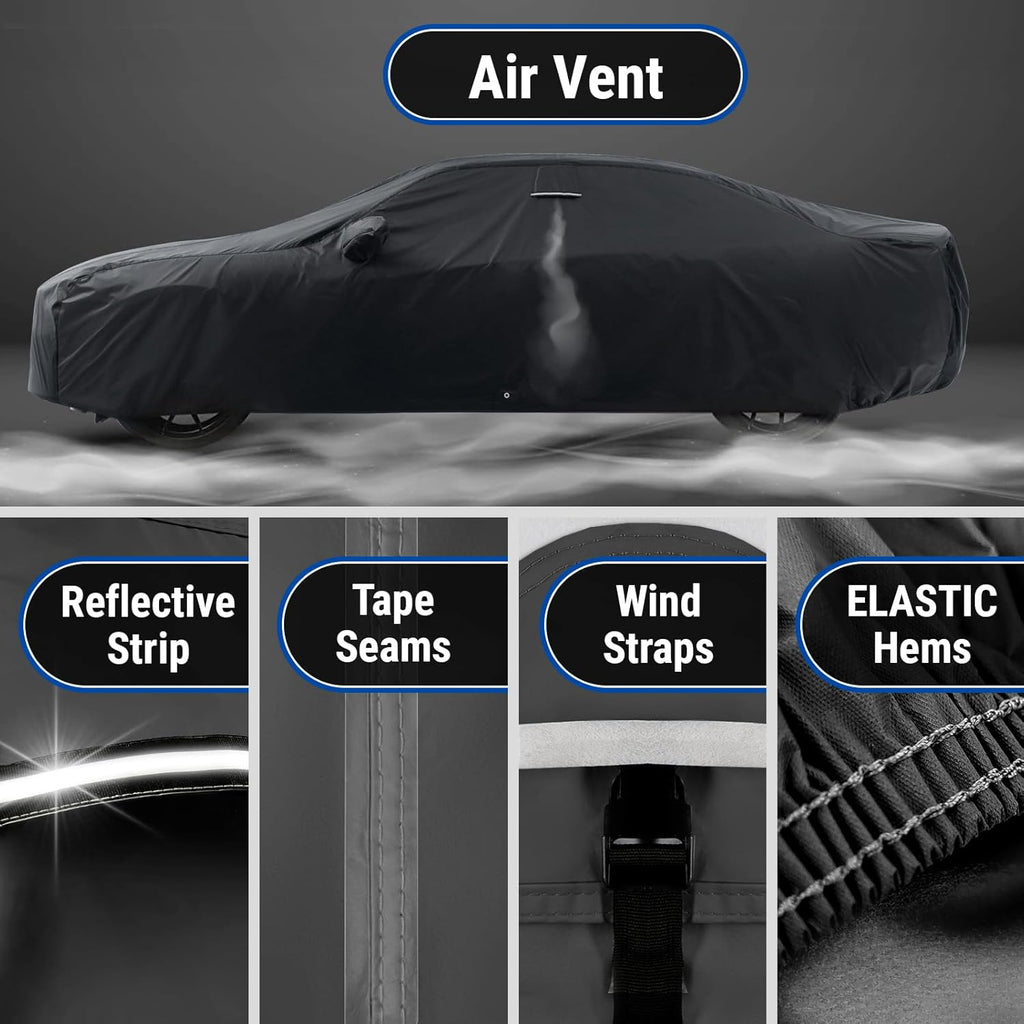 iCarCover Custom SUV Cover for Pontiac Trans AM (1982-1990) Waterproof All-Weather Rain Snow UV Sun Protector Full Exterior Indoor Outdoor Car Cover (Stripe - Black/Gray)