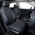 coverdream CRV Leather Seat Covers for 2023-2025 2026 Honda CRV LX,EX,EX-L,Sport Series,Hybrid,Fully Covered,Airbag Compatible Waterproof Car Seat Protector (Full Set,Black/Red)