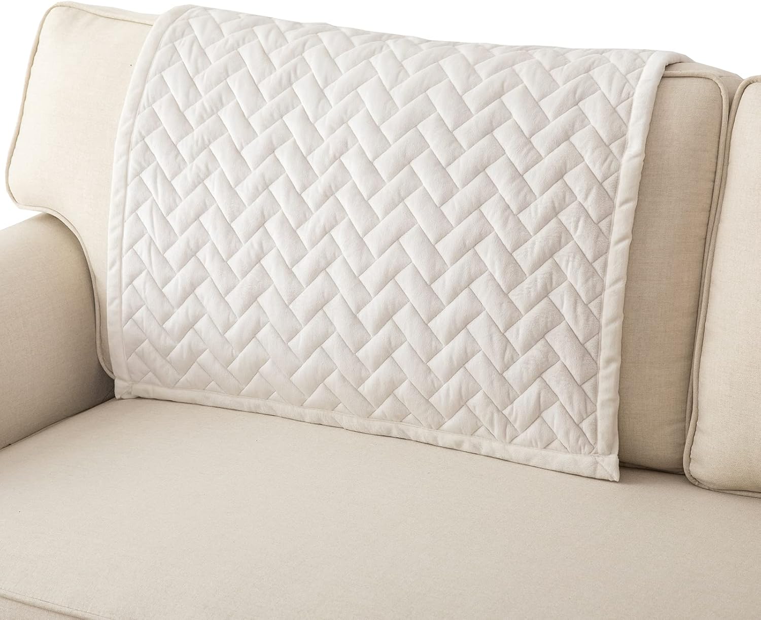Eismodra Couch Cover,Sectional Couch Covers,Sofa Covers for 3 Cushion Couch,Anti-Slip Sofa Slipcovers for Dogs Cats Kids Loveseat Recliner L Shaped Armrest Backrest,White 36''x36''(Only 1 Piece)