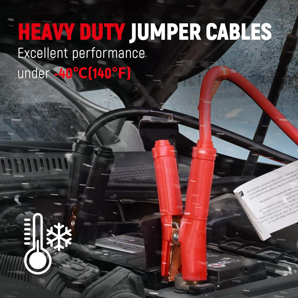 TOPDC Jumper Cables Heavy Duty 0 Gauge 20 Feet 1000Amp Booster Cables for Car Battery, Heavy Duty 2/0 Gauge Cables for Diesel Trucks, Protable Jumper Cables Kit with Case, Gloves
