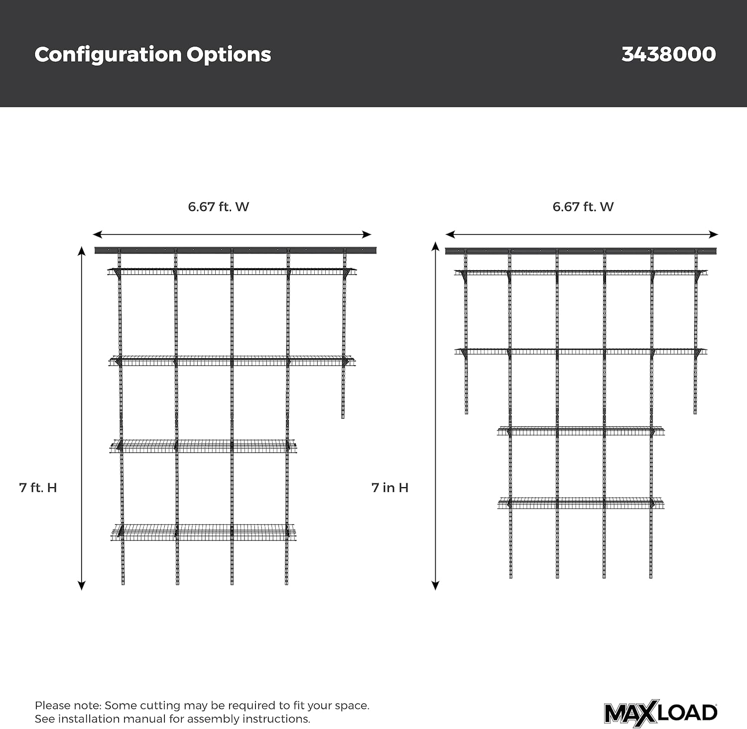 ClosetMaid MaxLoad Heavy Duty Wall Shelf Kit for Garage, 6 – 10 Ft., Adjustable ShelfTrack Wire Shelving, Black Finish