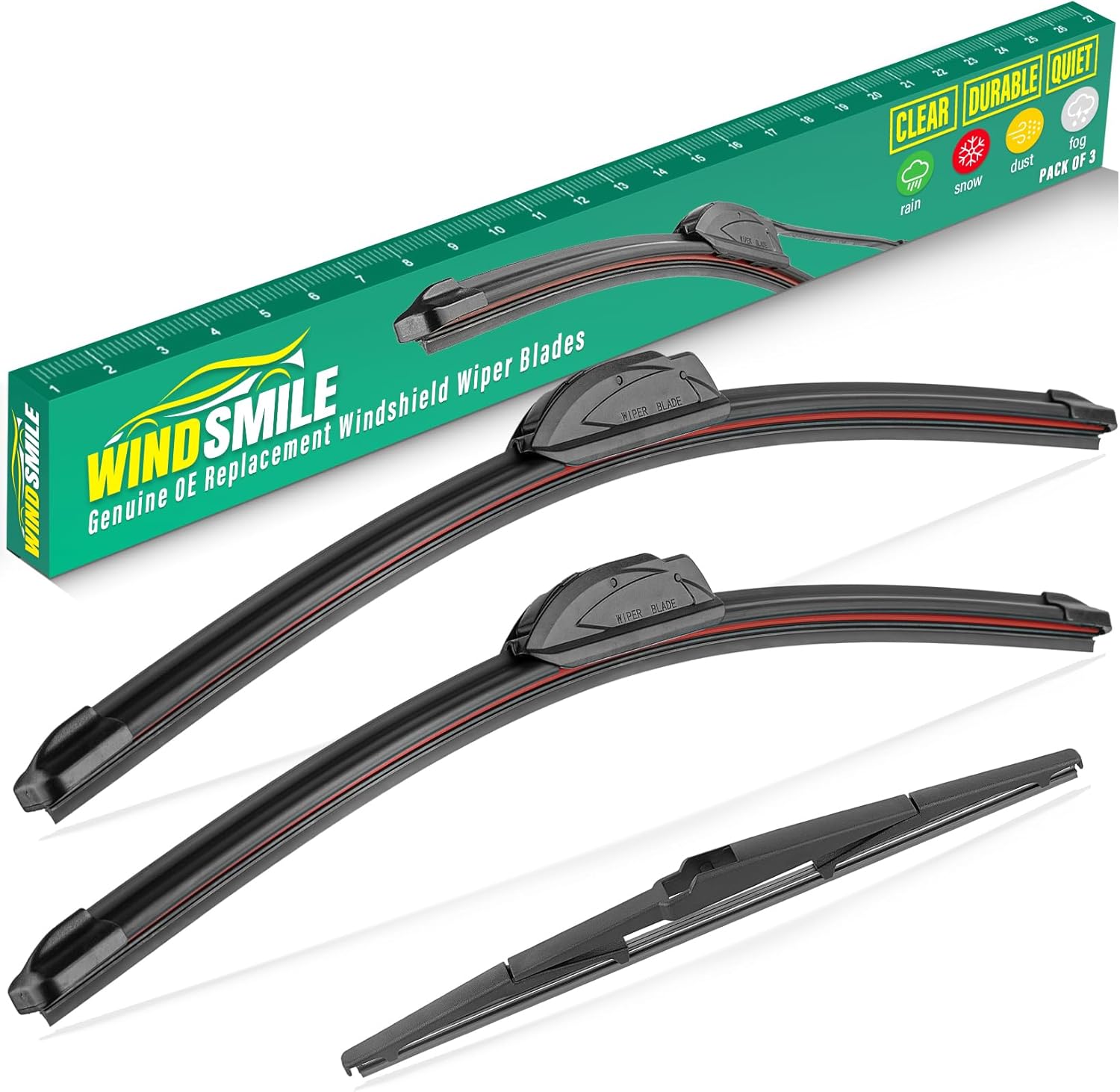 26" 19" 16" Windshield Wiper Blades Replacement for Toyota Prius 2010 2011 2012 2013 2014 2015 Premium All Weather Front Rear Wipers Set - OEM Quality (Pack of 3)