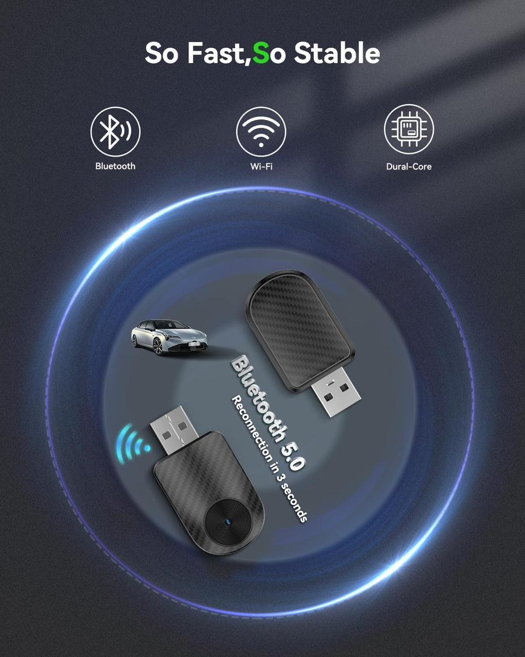 2-in-1 Apple CarPlay & Android Auto Wireless Adapter - 2025 Upgraded Mini Dongle with USB-C, Plug & Play Seamlessly Converts Factory Wired to Wireless, Fast Auto-Connect No Delay for Cars 2016+