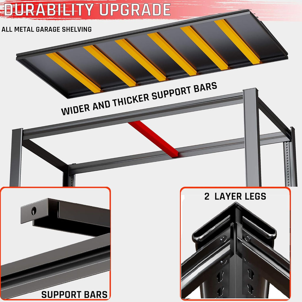 60" W Garage Shelving Heavy Duty, 6 Tier Garage Shelves, 60" W x 84" H x 24" D Adjustable Storage Shelving Unit, Commercial Metal Shelves for Warehouse, Pantry, Shop