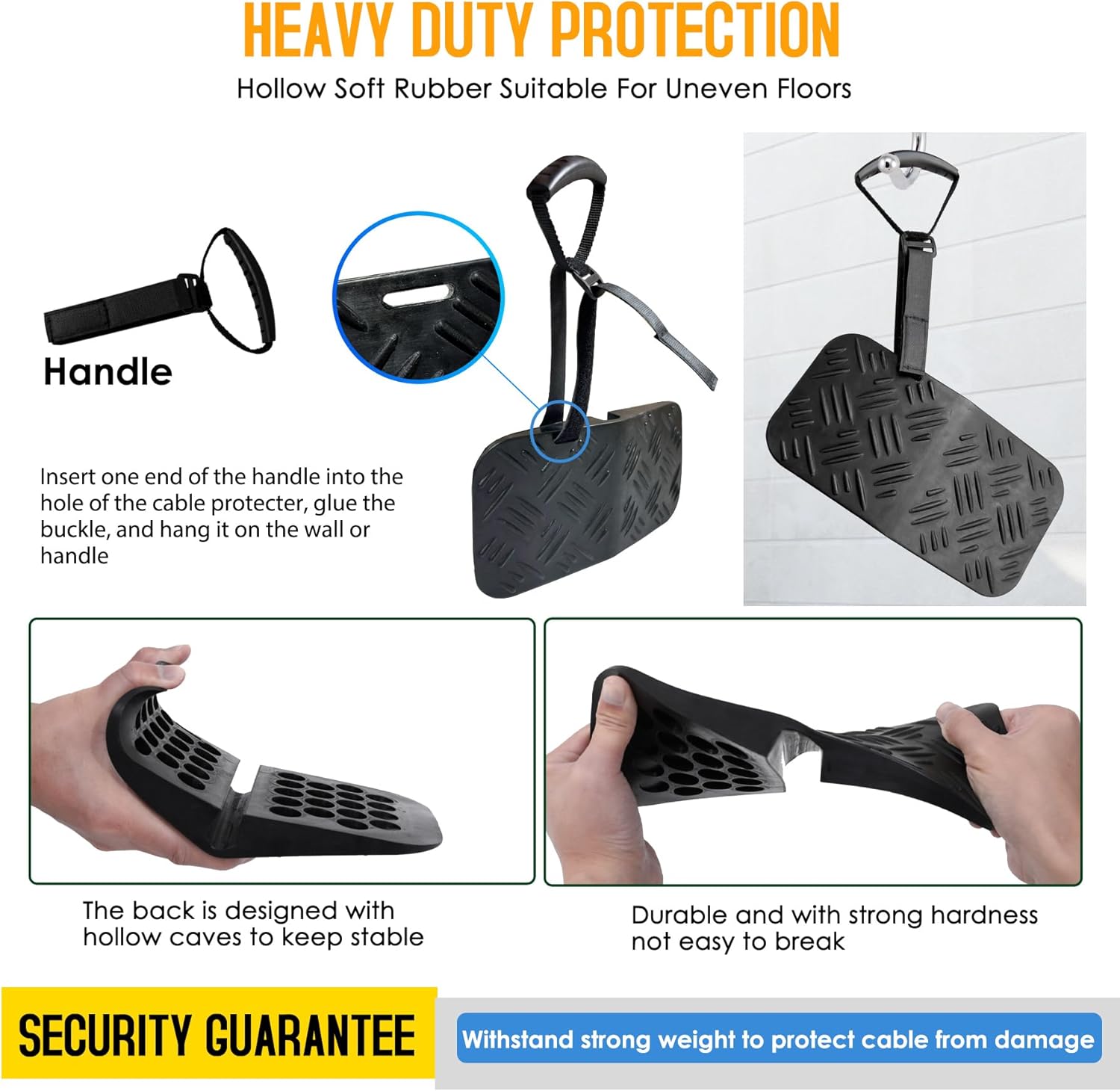 Ev Charger Cable Protector with Handle For Garage Door,Gap Minimizing Design Heavy Duty Soft Rubber Ev Charger Cord Protector Compatible for Tesla(Model 3/Y/X/S), J1772 Chargers,Prevents Damage