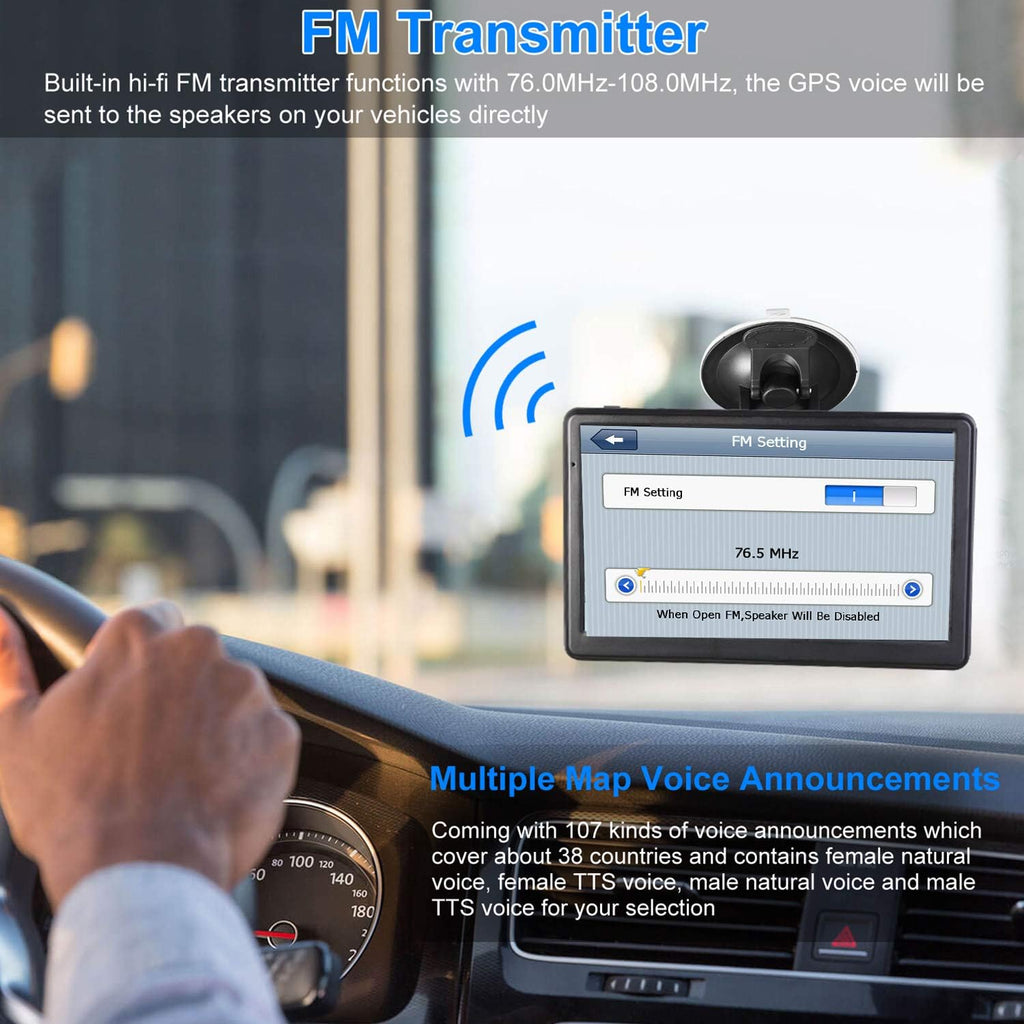 GPS Navigation for Car, Latest 2025 Map,7 inch Touch Screen Real Voice Spoken Turn-by-Turn Direction Reminding Navigation System for Cars, Vehicle GPS Satellite Navigator with(Free Lifetime Updates)