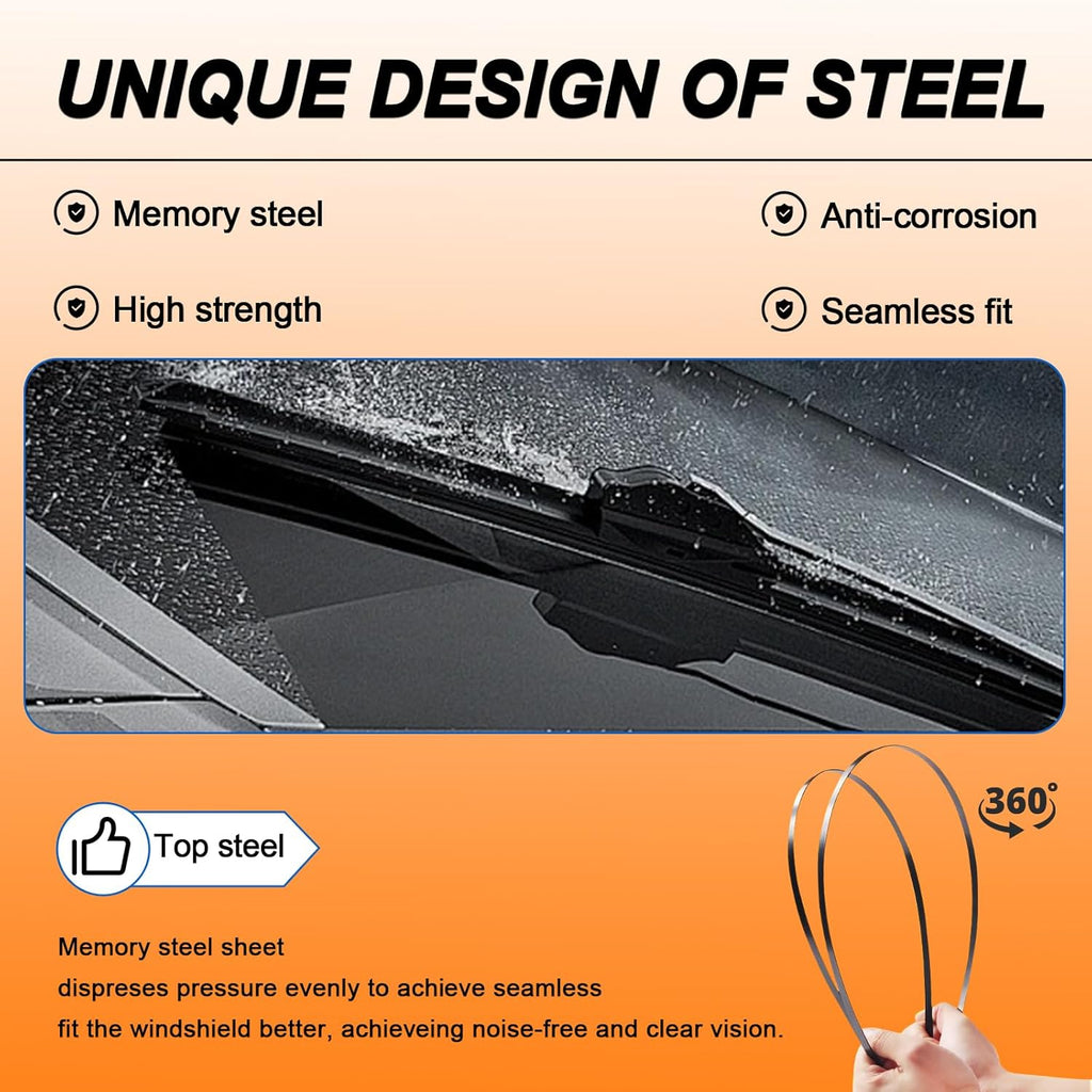 HULADAED® 26''+16''+12'' Windshield Wipers Replacement for Kia Niro 2022 2021 2020 2019 2018 2017,Silicone Front Rear Wiper blades for MY Car-All Weather & Quiet(3 PACK)