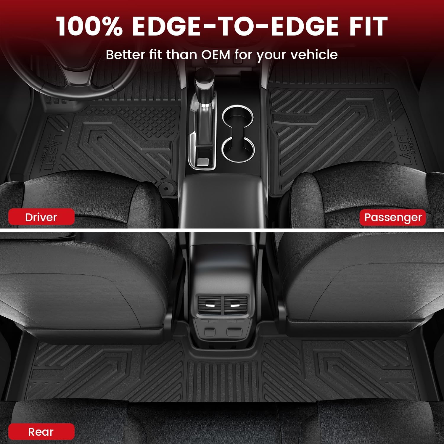 LASFIT Floor Mats & Cargo Liner for Chevrolet Chevy Equinox/GMC Terrain 2018-2024 (Not for Equinox EV 2024-2025), All Weather TPE Custom Fit Floor Mats, Car Mats Full Set for Equinox/Terrain, 4PCS