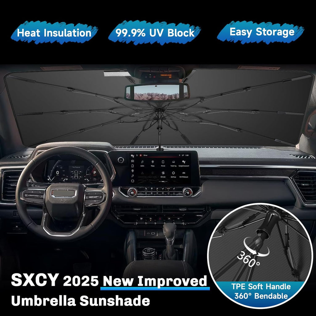 SXCY for 2023-2025 Chevy Colorado/Canyon Windshield Umbrella Sunshade [Easier Foldable] 2025 Colorado/Canyon Accessories 2025 Colorado Sunshade Umbrella for 2025 Colorado Windshield Sun Shade Umbrella