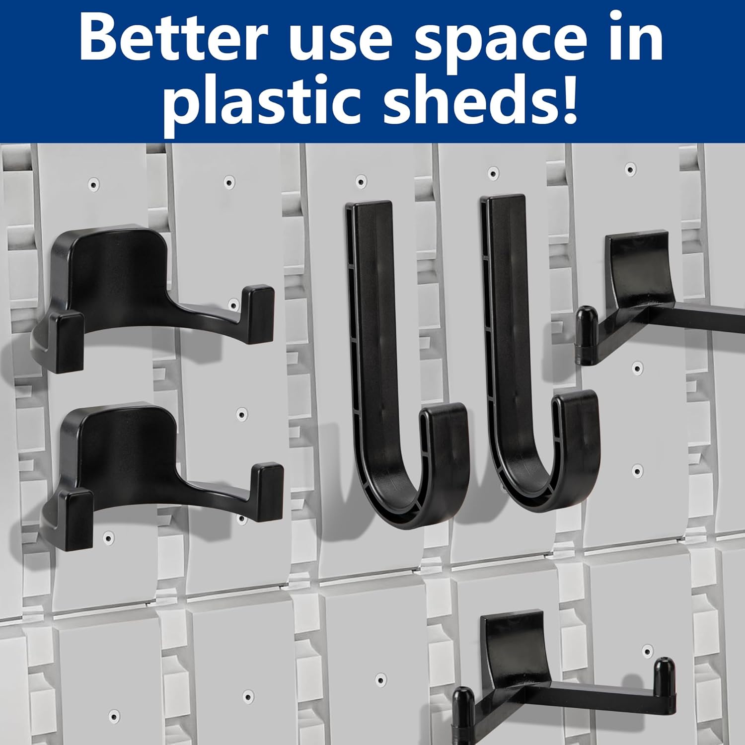 6 Pcs ABS Storage Shed Tool Hooks,Shed Tool Hangers Include J-Shape,U-Shape and V-Shape,Storage Shed Shelves Accessories for Organizing Tool, Ladders, Bulk Items