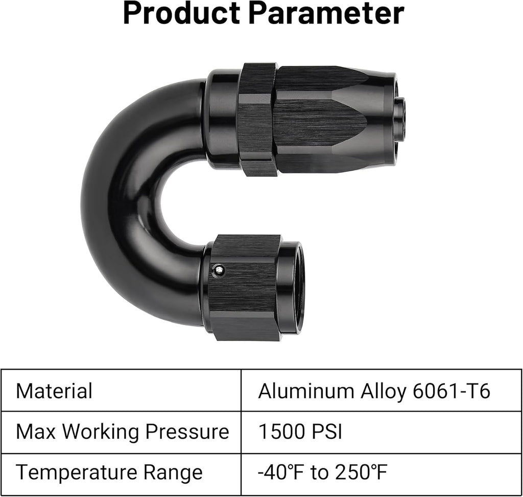 EVIL ENERGY 8AN 180 Degree One Piece Full Flow Hose End Fitting Swivel For CPE Braided Hose