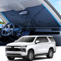 REEVAA 2025 Upgraded Truck Windshield Sun Shade Umbrella [100% Sun Protection & Keep Cool] Protect Interior, 360° Flex Handle Sun Shield Sunshade, X-Large (61''x40'') for Full-Size Trcuk/MPV Car