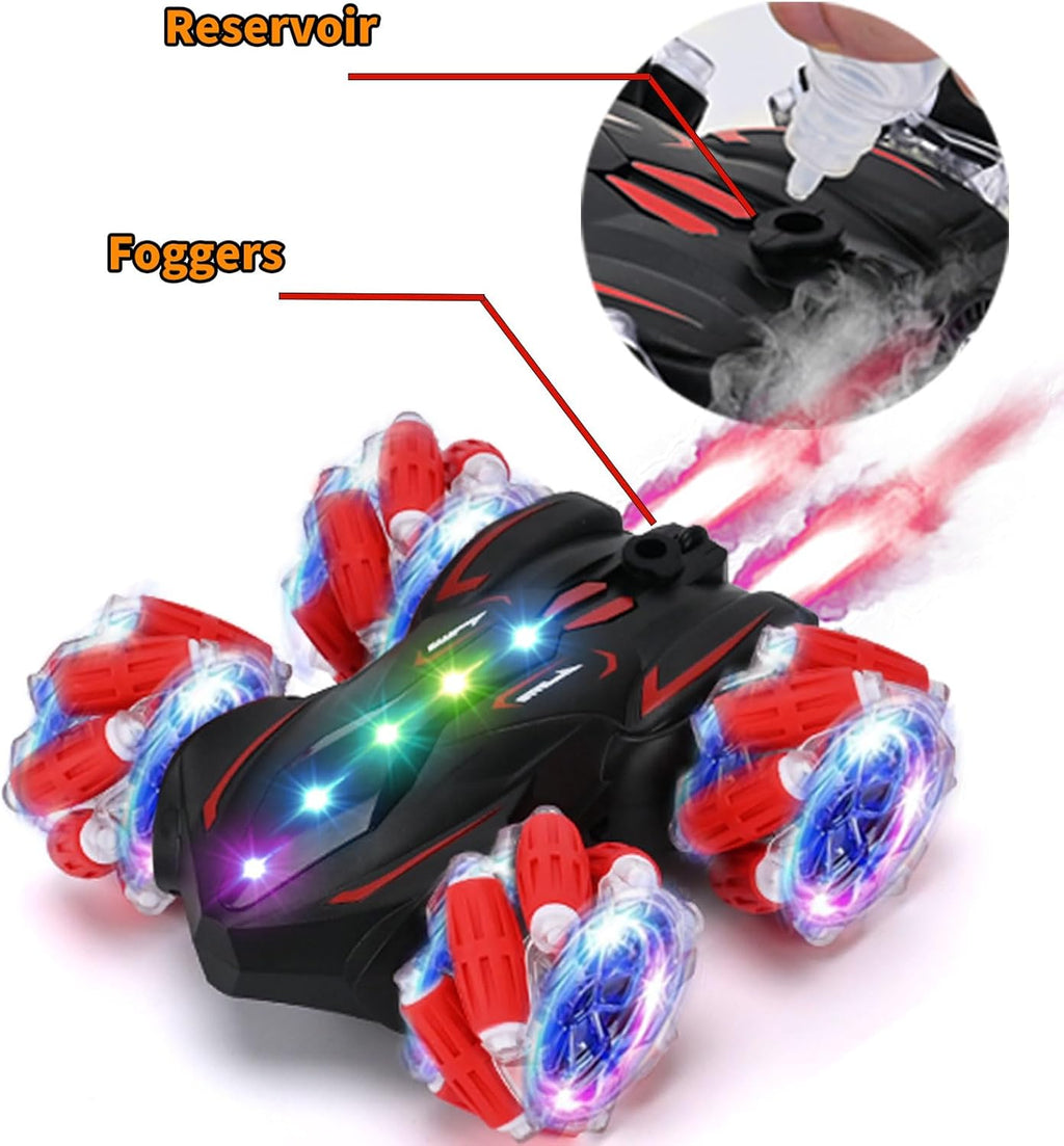 Upgraged Gesture Sensing RC Stunt Car with Lights & Music, Hand Gesture Remote Control Car Toy with 360° Spins Gesture RC Spray Car Birthday Toys Gifts for 6 7 8 9 10 Year Old Boys