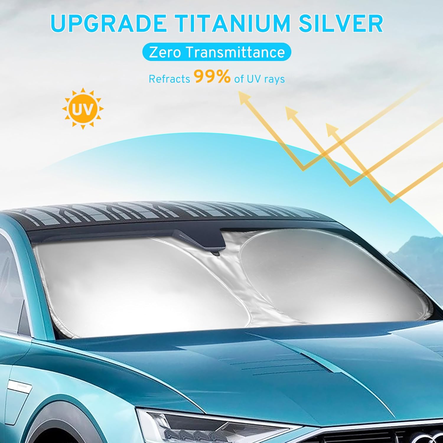 Car Windshield Sun Shade Sunshade Compatible with Genesis GV80 2025 2024-2021 Accessories, Foldable Car Front Window Sun Shield Visor