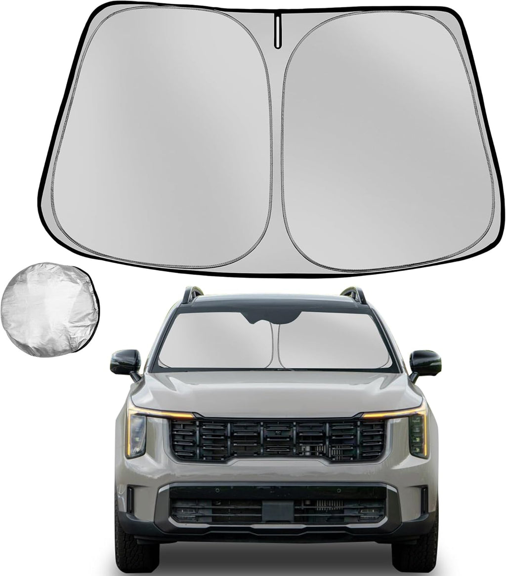 Windshield Sun Shade for 2021-2025 Kia Sorento Foldable Sun Sunshade for Car Front Window Blocks UV Rays and Heat Automotive Interior Protector Custom Fit Accessories