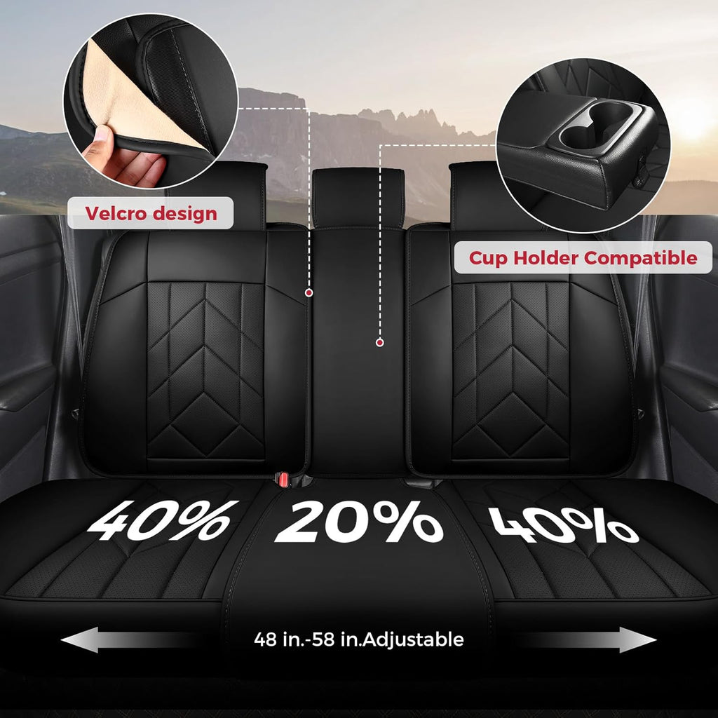 Black Car Seat Covers Full Set - Waterproof Leather Car Seat Protector Universal Fit Escape Fusion Edge Expedition Ranger