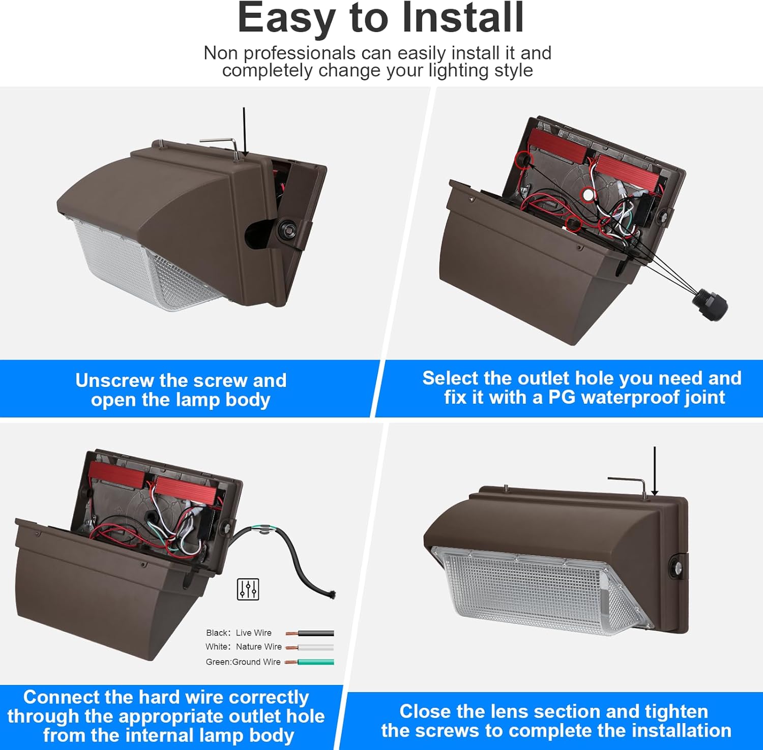 120Watt LED Wall Pack Light, Dusk to Dawn Wall Packs, Super-Bright 15840 Lumen Outdoor Pack Lights, IP65 Waterproof Commercial and Industrial Security 5000K Lighting with Photocell