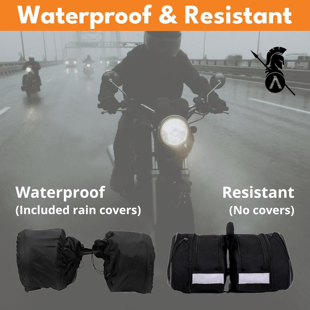 Motorcycle Saddlebags, 36L-58L Expandable Capacity, Motorcycle Panniers Universal, Waterproof, Detachable, Collapsible for Sport Dirt Bike Side Bags and Luggage