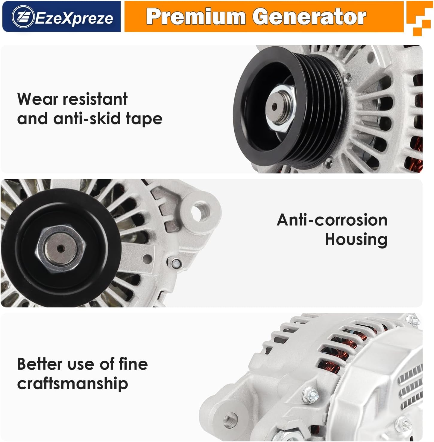 Ezexpreze 11191 New Alternator Replacement For 2006-2012 Kia Hyundai 3.3 3.8L,06-11 Azera,06-10 Santa Fe Sonata, 07-10 Entourage Veracruz, 07-09 Kia Sorento, 06-09 Sedona, 10-11 Borrego, V6