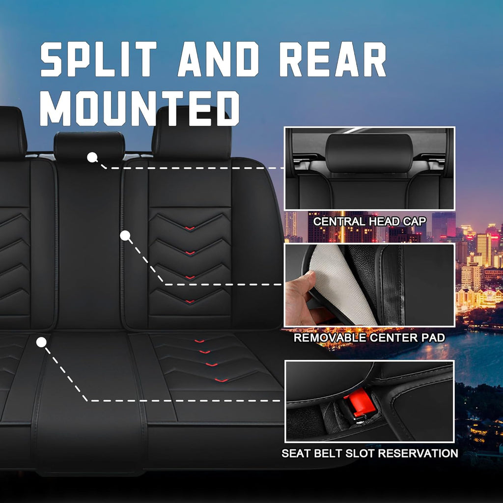 Car Seat Covers for Chrysler Pacifica 2004-2025, Stylish Sport Seat Cover, Premium Nappa Leather Car Seat Cover. Automobile Seat Covers Sets.(Luxury 5 Seats/Black Red)