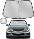 Windshield Sun Shade for 2008-2014 MERC-e-des-Be-nz C-Class w203 Foldable Sun Sunshade for Car Front Window Blocks UV Rays and Heat Automotive Interior Protector Custom Fit Accessories