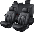 Car Seat Covers,5 Seats Automotive Seat Covers,Breathable Car Seat Protector Waterproof Leather Car Seat Covers for SUV, Sedans and Trucks，Luxury Full Wrapping Edge Seat Covers,Black