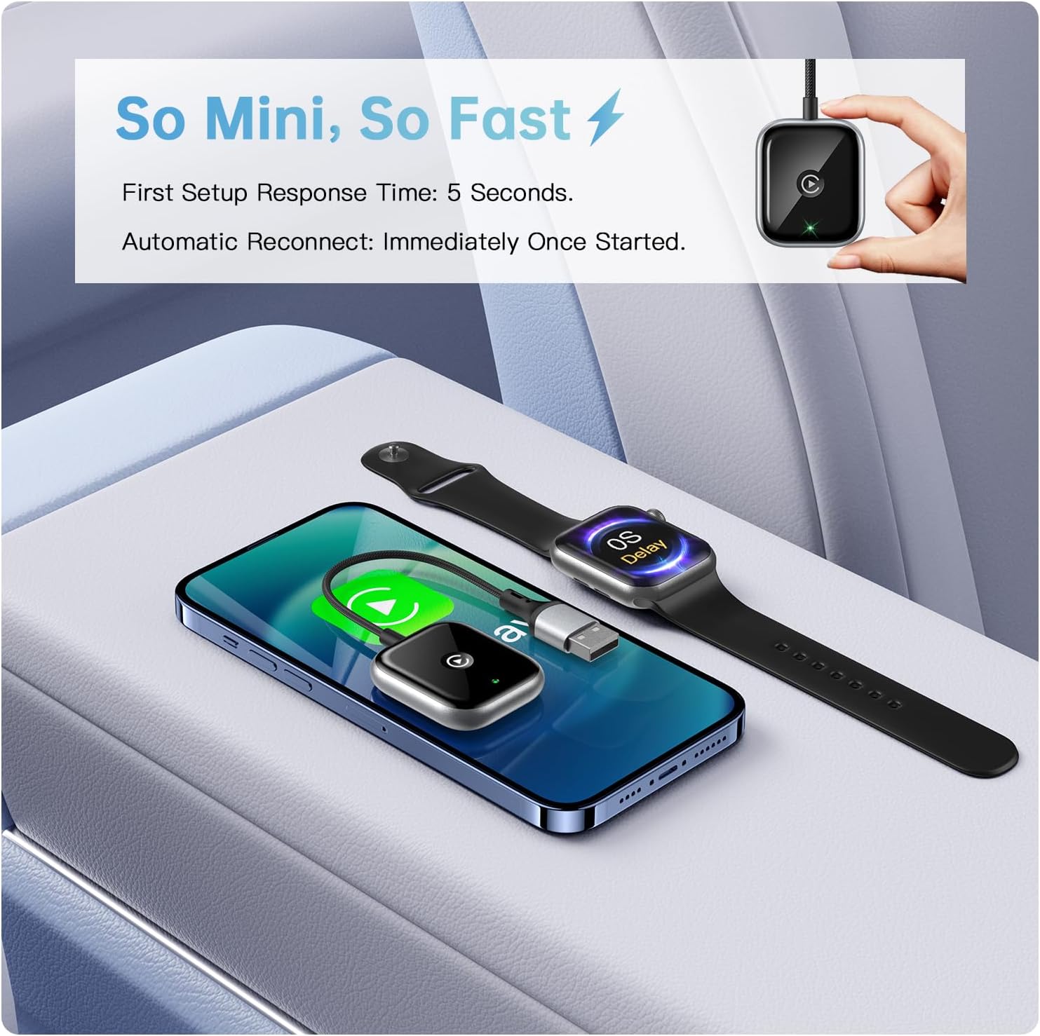 Wireless CarPlay Adapter for Apple CarPlay, Easy to Upgrade Wired CarPlay to Wireless, Instant Connectivity, Super Mini Car Play Dongle for iPhone Fit for Cars with Built-in CarPlay