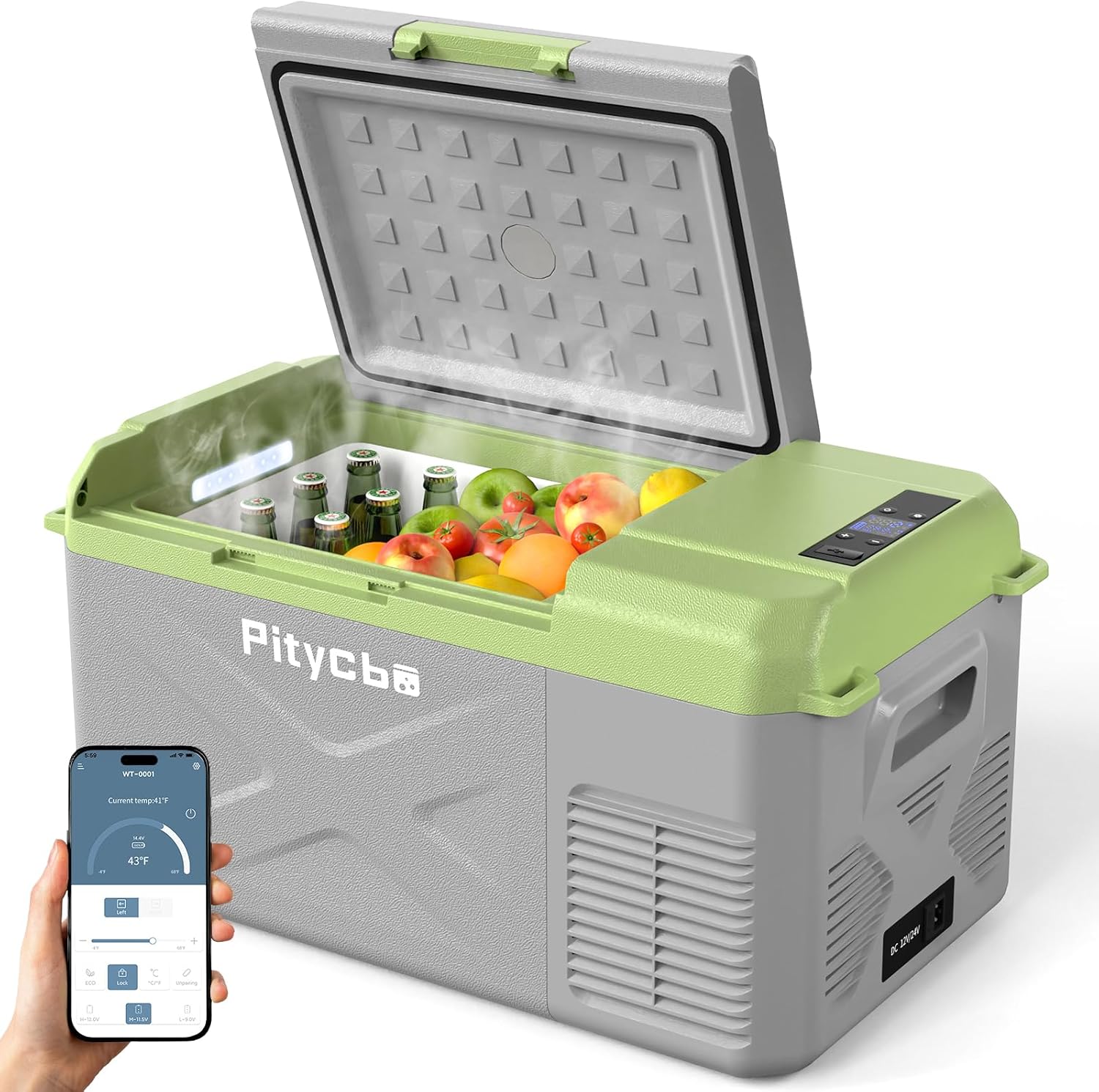 Car Refrigerator 12v Portable Fridge for Car, Auto 19 Quart Freezer Cooler, -4℉—68℉ 12/24V DC 100~240 Volt AC for Truck, Camping, Travel, Vehicles, RV