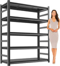 Metal Garage Shelving Unit, Heavy Duty 5-Tier Adjustable Storage shelves, Steel Shelving, 3000 lbs Capacity, Industrial Shelves for Heavy Tools and Equipment, Ideal for Garage, Basement, Black, 72"