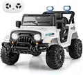 Costzon 12V Kids Ride on Truck Car, Electric Vehicle w/Remote Control, Threaded Wheels, 3 Speeds, LED Lights, Music, Horn & Wireless Connection, Battery Powered Ride on Toy for Boys & Girls 3+ (White)