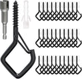 Square Ceiling Hooks with Safety Buckle for String Lights, Plants, Wind Chimes, 40-Pack, 2.36 inch, Black