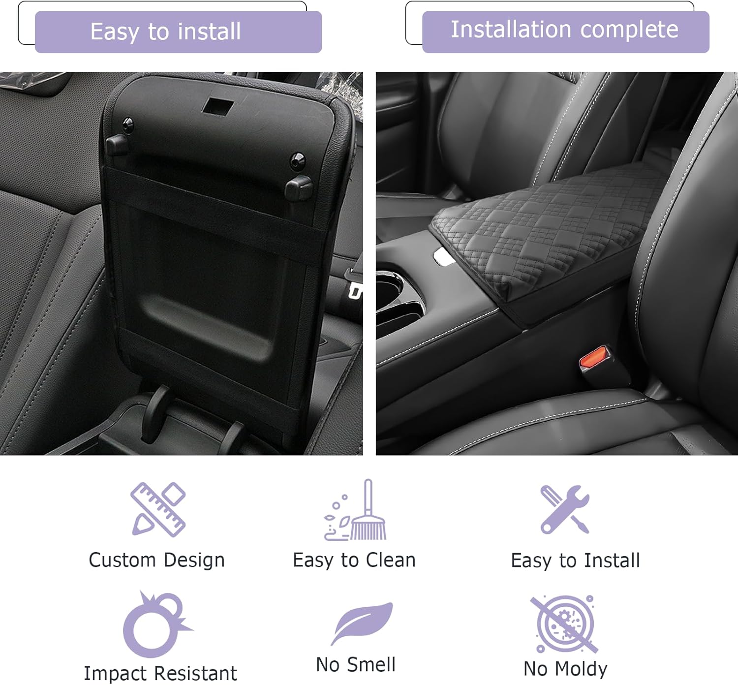 LUWU 2025 Murano Center Console Cover Compatible with 2025 Nissan Murano Accessories 2025 Murano SL/SV/Platinum Armrest Cover Center Console Pad Armrest Console Cover (Thick Black)