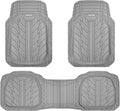 CAR PASS Deep Dish Rubber Floor Mats for Cars Full Set,Heavy Duty Car Mats,Universal Waterproof Trim-to Fit Automotive Floor Mats for Truck Van SUV, Durable All-Weather Car Mats 3-Piece (Light Gray)