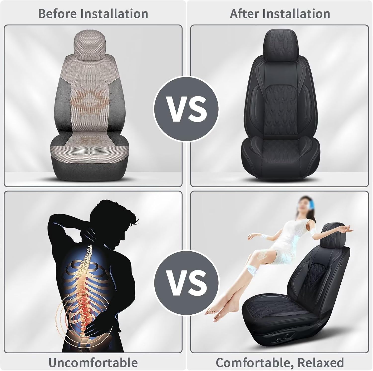 2 Front Car Seat Cover Fit for Toyota Camry 2012-2025 Faux Leather for Camry Seat Covers Waterproof Auto Seat Cushion Protector Compatible Airbag (2 Seats,Black)