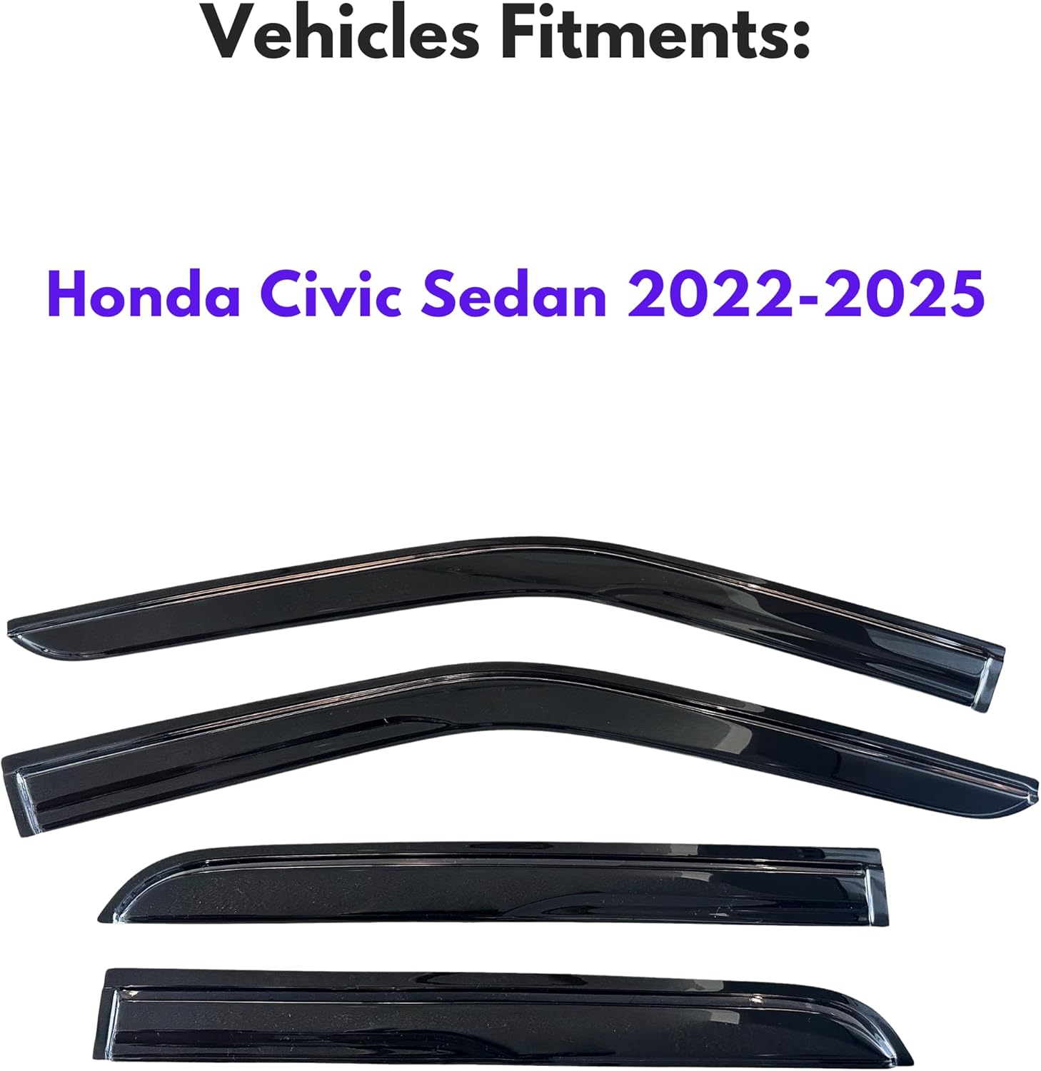 KPY Window Visor Compatible with Honda Civic Sedan 2022-2025, 4PC Rain Guard Side Window Vent Deflectors Tape-On Mugen Style, 2022 2023 2024 2025