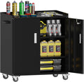 Metal Garage Storage Cabinet with Wheels ，Lockable Rolling Tool Chest on Wheels, Utility Cabinet for Home, Office, Garage and Workshop(Black)