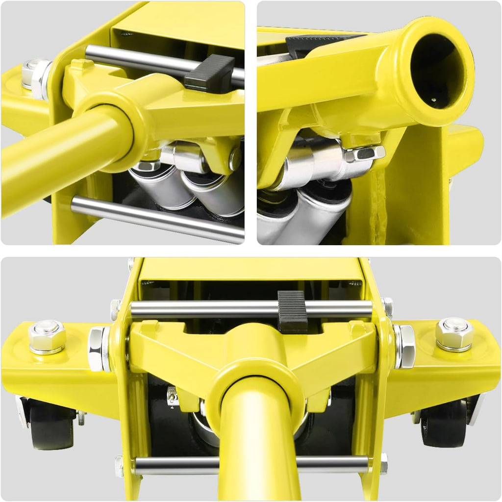 DNA MOTORING Low Profile Hydraulic Trolley Service/Floor Jack, 3 Ton (6000 lbs) Capacity Heavy Duty Hydraulic Car Jack, Lifting Range 3"-20", Yellow, TOOLS-00475-YL