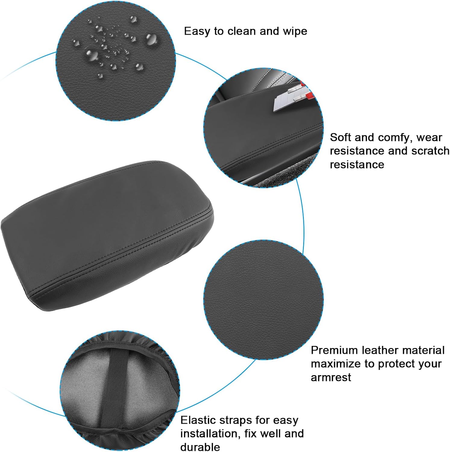 SXCY for 2025 XC40 Armrest Cover for Volvo XC40 2018-2025 Accessories 2025 XC40 Center Console Cover 2025 XC40 Middle Console Cover (Black Line Thin Cover)