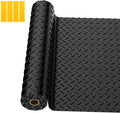 4x6 FT Garage Floor Mat,2.8mm Thickened PVC Flooring Roll for Under Car,24 SQFT Diamond Plate Black Garage Mats for Truck,Trailer,SUVs,Van,Golf Cart,Motorcycle（Included Tapes）