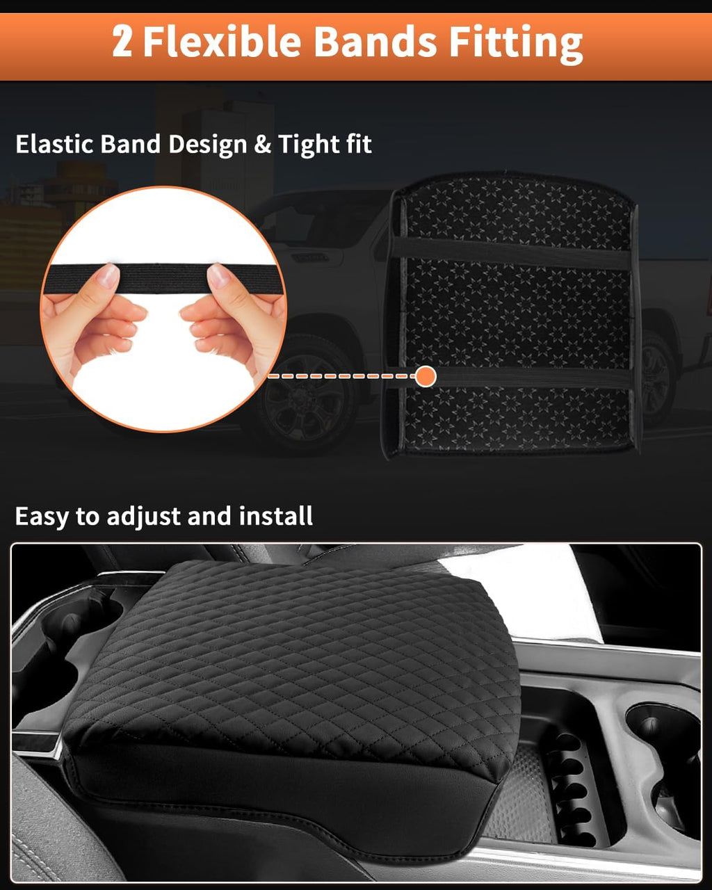 Shademax Custom for Dodge Ram 1500 Center Console Cover, Armrest Cushion Pad Cover for Dodge Ram 1500 2500 3500 Accessories 2019-2025 2026 Leather Dodge Ram Console Bucket Seat Protector Anti-Scratch