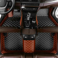 Add Personal Touch to Your Vehicle with IMEISH Customizable Logo Text Car Mats for 99% of vehiclesPads Protection Non-Slip Leather Floor Liners (Light Brown and Black Beige)