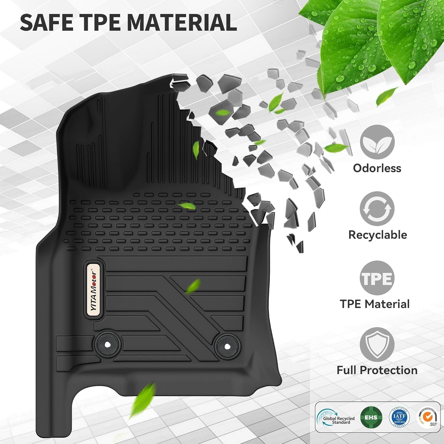 YITAMOTOR Upgraded Floor Mats Compatible with Jeep Grand Cherokee 2016-2021/ WK 2022 / Dodge Durango 2016-2024 All Weather Floor Liners, TPE Anti-Slip Waterproof Floor Mats, Car Interior Accessories