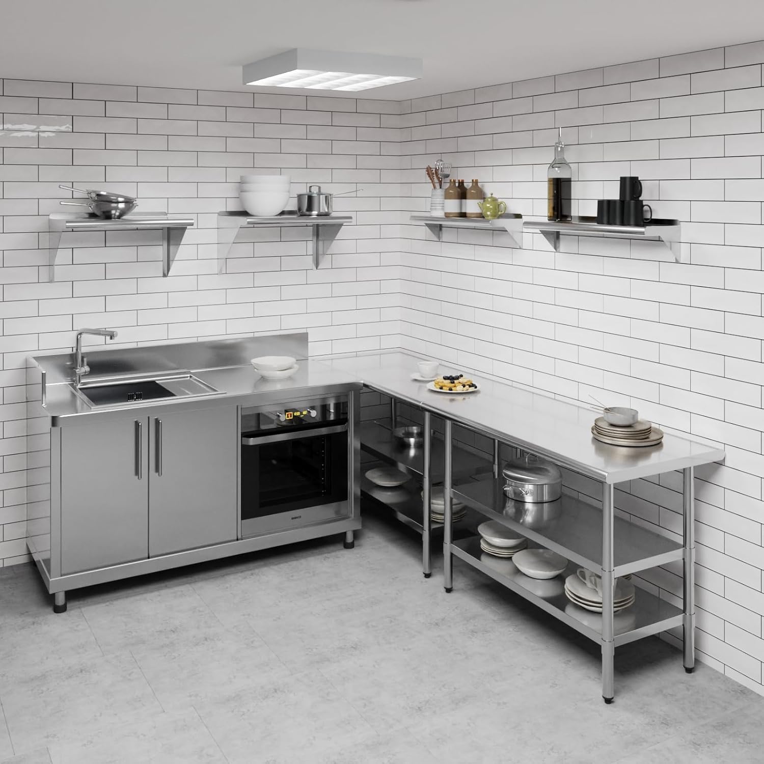 AmGood 30" Long X 8" Deep Stainless Steel Wall Shelf | NSF Certified | Appliance & Equipment Metal Shelving | Kitchen, Restaurant, Garage, Laundry, Utility Room