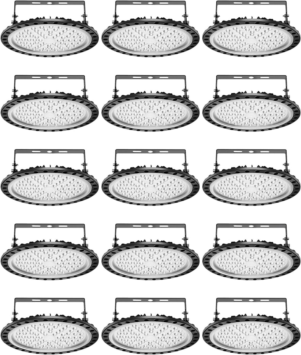 Viugreum High Bay LED Shop Lights, 300W UFO LED High Bay Light 30,000LM 120V LED High Bay Lights 5000K Daylight, Alternative to 1300W MH/HPS for Garage Workshop Barn Factory Warehouse - 15 Pack