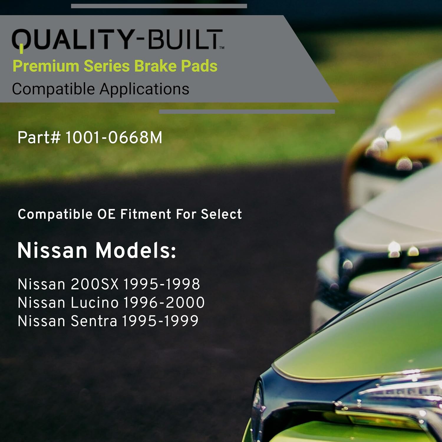 Premium Semi-Metallic Front Brake Pads (1001-0668M) Replacement for Nissan 200SX 1998-1995, Lucino 2000-1996, Sentra 1999-1995