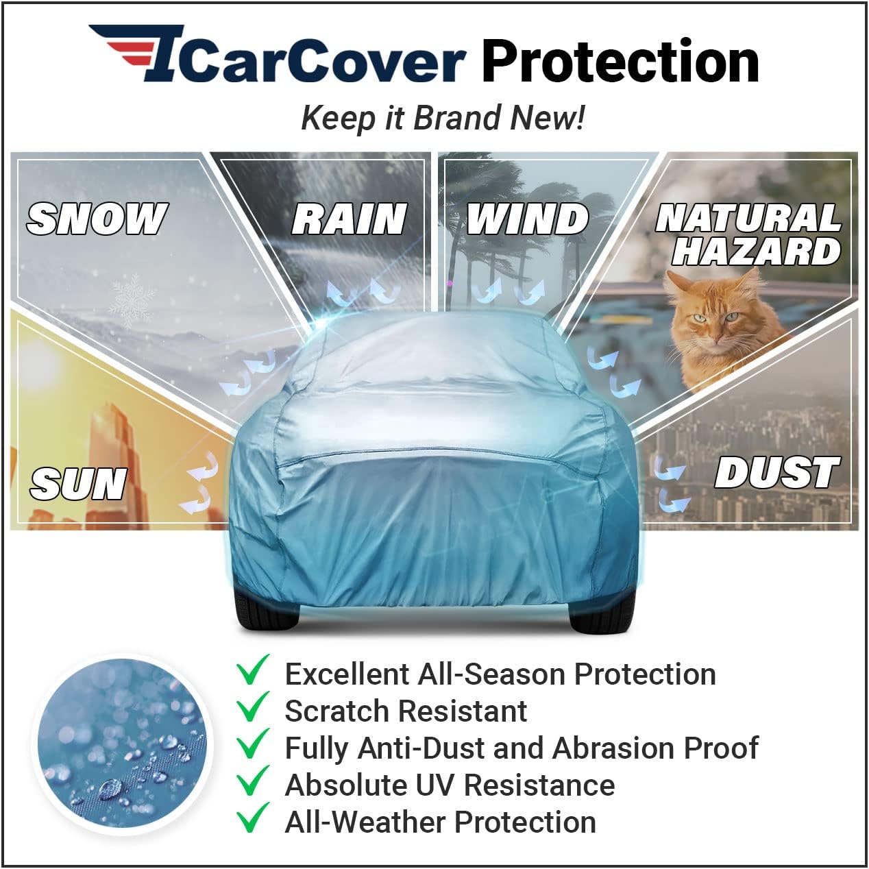 iCarCover Premium Car Cover for 1978-1981 Buick Century Sedan, Coupe Heavy Duty Waterproof All-Weather Automobiles Custom Fit Indoor Outdoor UV Snow Protection Covers with Straps and Bag