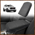 Muslogy for Acadia 2017-2023 Center Console Pad Armrest Cover Vegan Leather Cushion Pad Accessories Armrest Lid Protector Extra Soft Compatible with GMC Acadia 2023 2022-2017 (Black/White Trim)