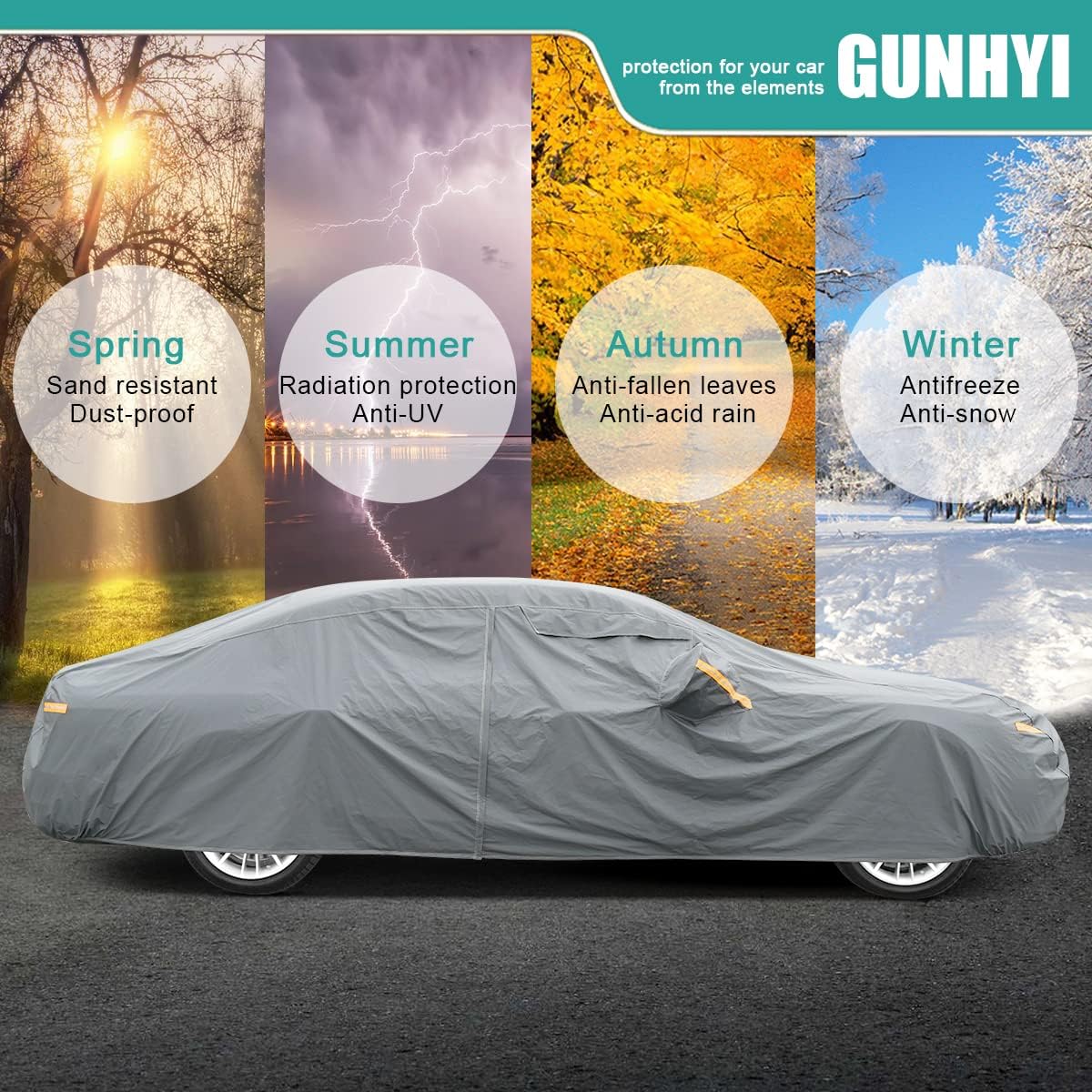 Premium Car Cover Custom Fit Mazda CX-9/CX-90/CX 9/CX 90 (2007-2025), 16 Layers Heavy Duty Car Cover Waterproof All Weather with Zipper Door for Sun Rain Snow Dust Uv Protection