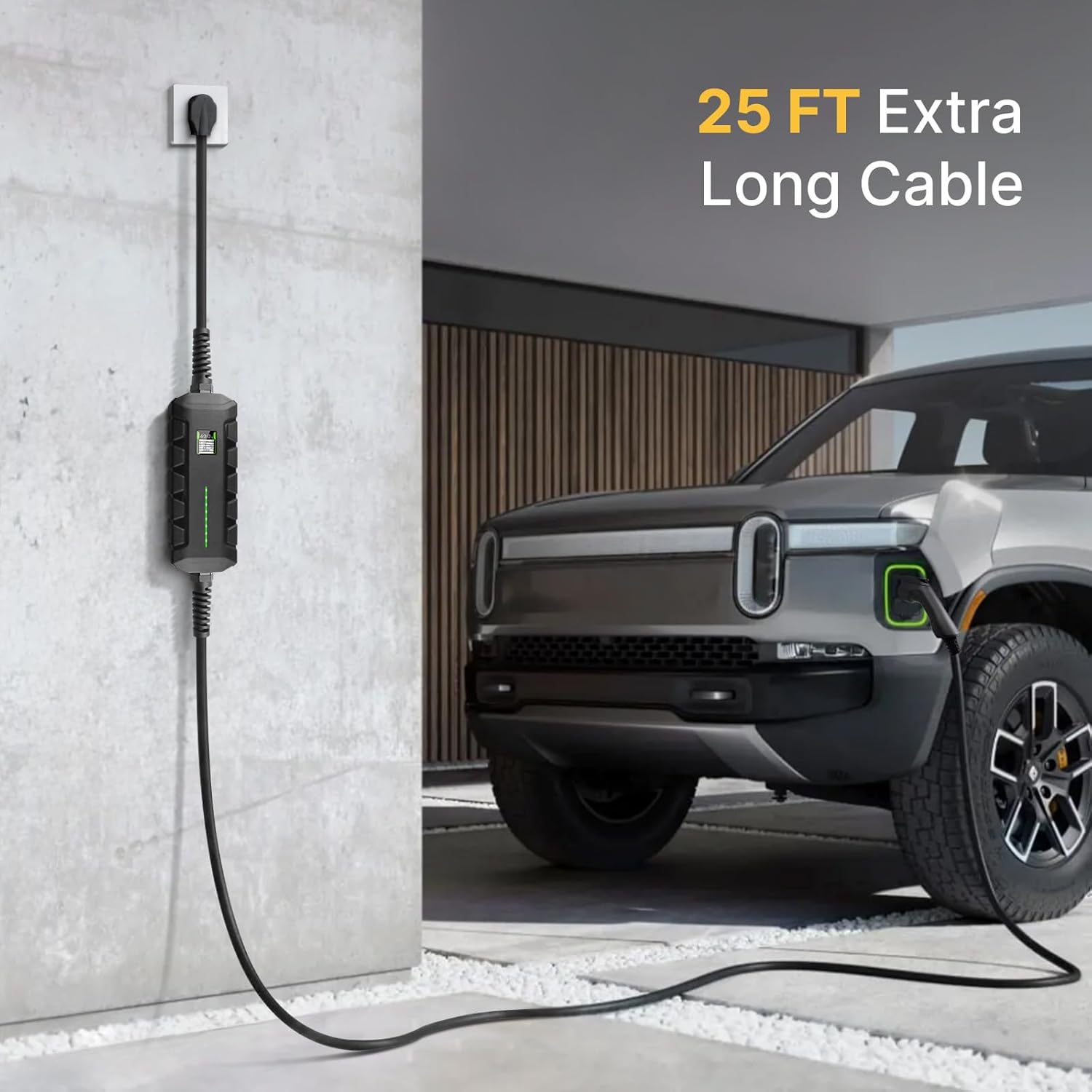 Level 2 EV Charger ETL Certified, 30A 7.2KW Home Charging Station, Plug-in NEMA 10-30, Portable EV Charger with 25FT Cable for SAE J1772 Cars