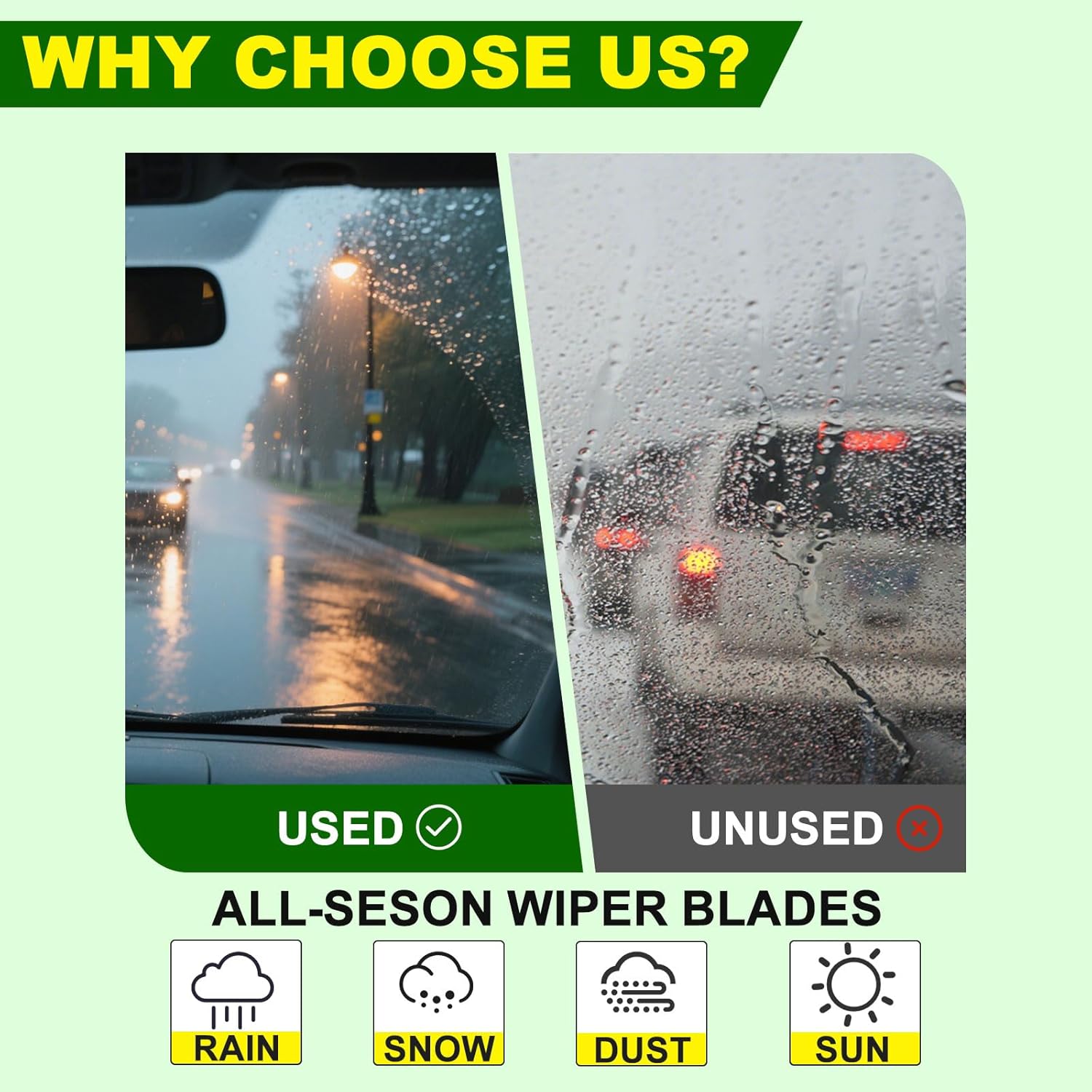 OEM Quality 22in + 21in Premium All-Season Windshield Wiper Blades for Original Equipment Replacement(Set of 2)